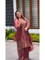 Elegant Traditional Festive Rose Gold Chinnon Silk Plazo Suit