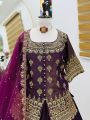 Elegant Festive Purple Shimmer Silk Lehanga Suit