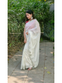 Elegant White Tabby Organza Silk Saree