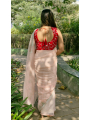Authentic Peach Tabby Organza Silk Saree