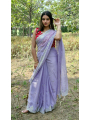 Beautiful Lavender Tabby Organza Silk Saree