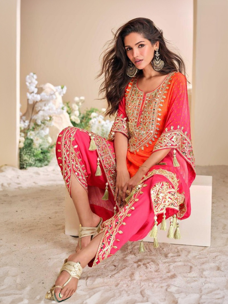 Beautiful Kaftan Set in Viscos Crepe & Organza Silk