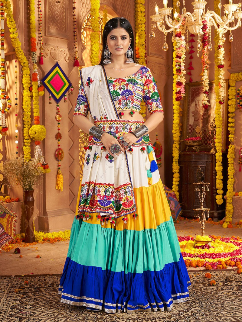 Elegant Ethnic Festive Viscose Cotton Navratri Lehanga Suit