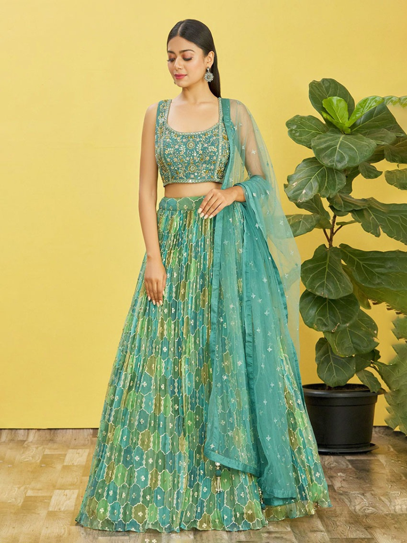 Authentic Ethnic Festive Elegant Organza & Soft Net Lehanga Suit