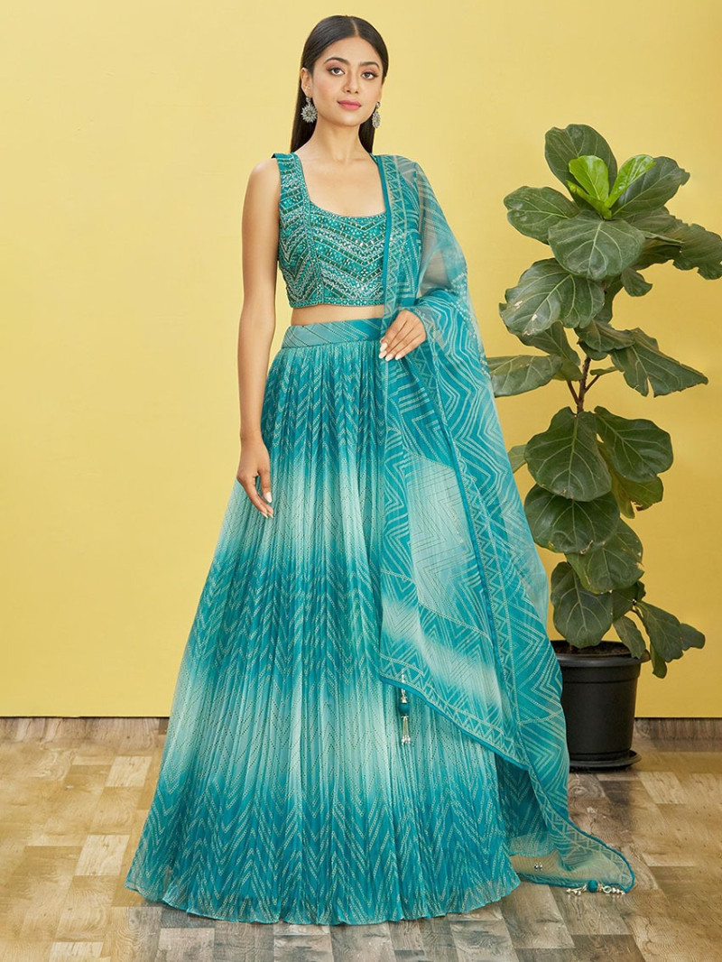 Authentic Elegant Festive Ethnic Traditional Organza Lehanga Suit