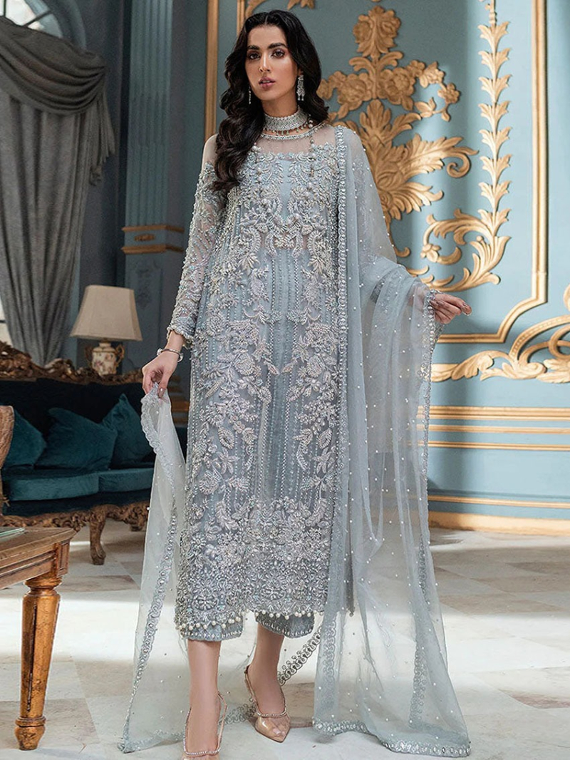 Elegant Athenic Festive Organza Straight Suit 