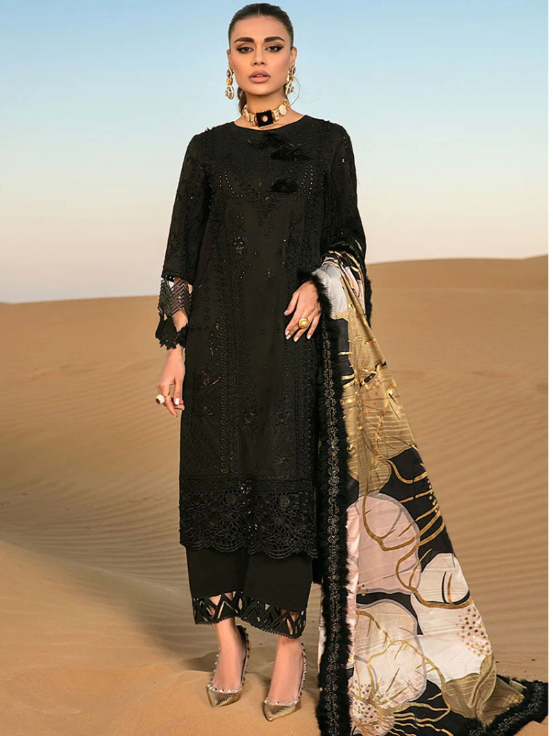 Designer Partywear Black Rayon Straight Suit 