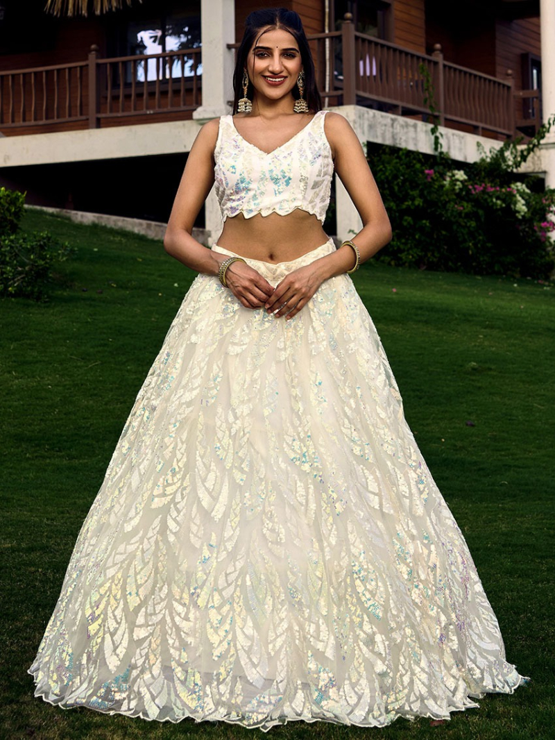 Traditional Ethnic Festive Elegant Soft Net Lehanga Suit