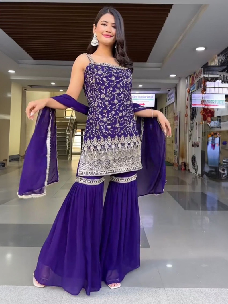 Traditional Ethnic Festive Elegant Georgette Sharara Suit