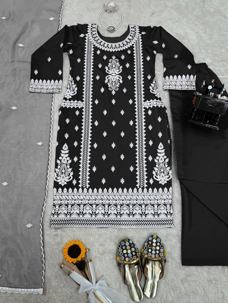Elegant Traditional Ethnic Festive Roman Silk Plazo Suit