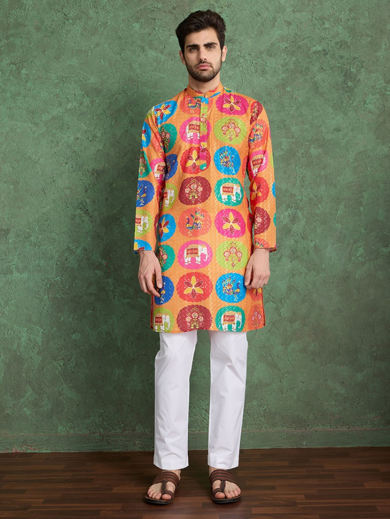 Designer Ethnic Festival Multicoloured Rayon Kurta Pajama