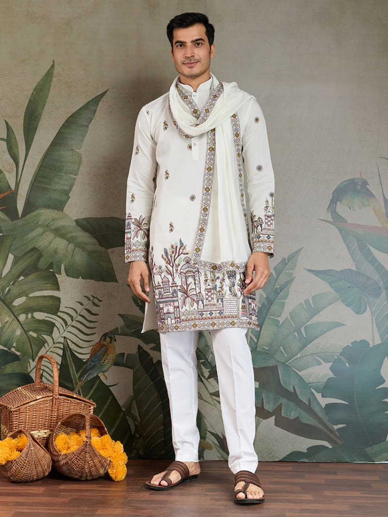 Designer Ethnic Viscose Silk Kurta Pant  with Duppata Set