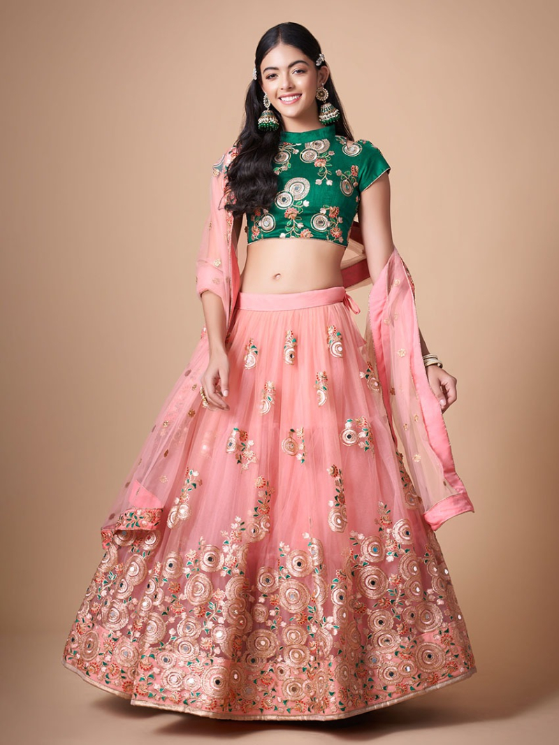Authentic Elegant Ethnic Traditional Soft Net & Art Silk Lehanga Suit