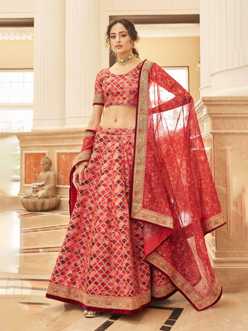 Traditional Elegant Ethnic Festive Organza & Art Silk Lehanga Suit