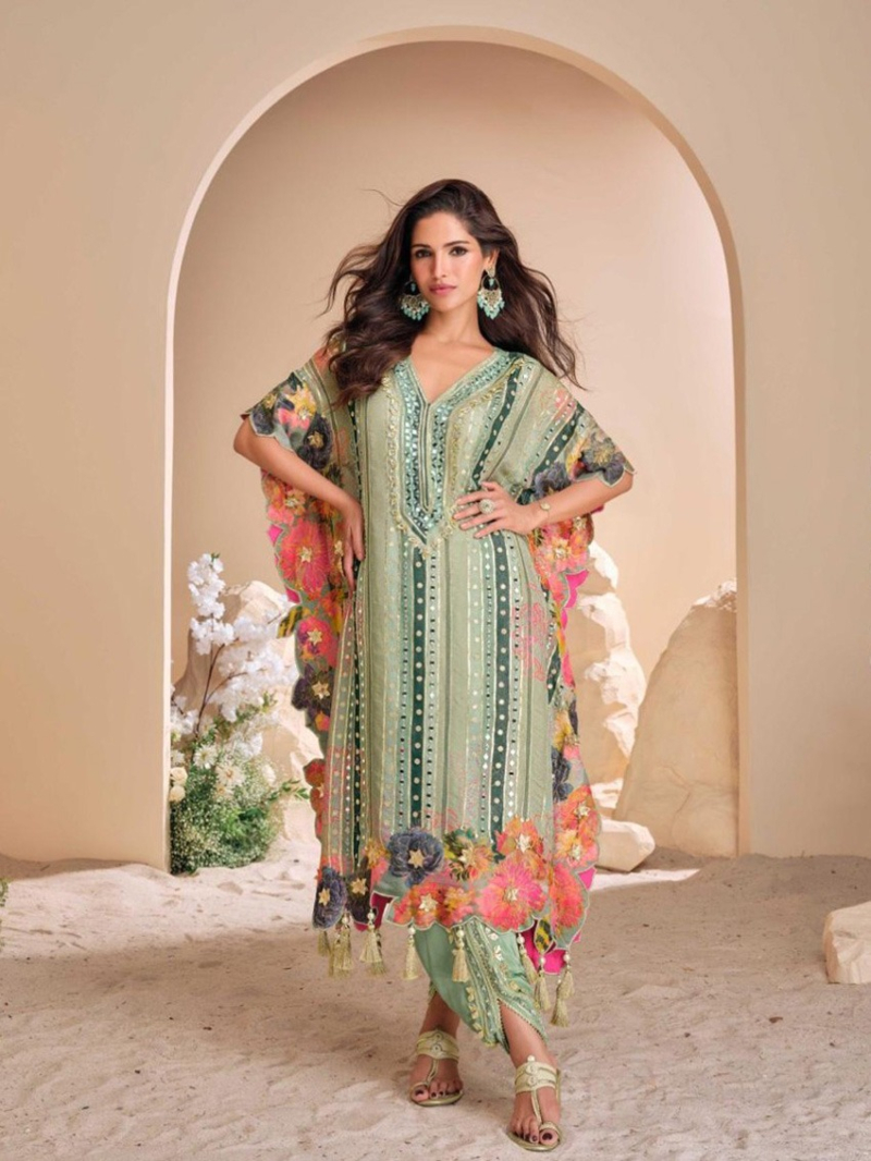 Authentic Kaftan Set in Viscos Crepe & Organza Silk