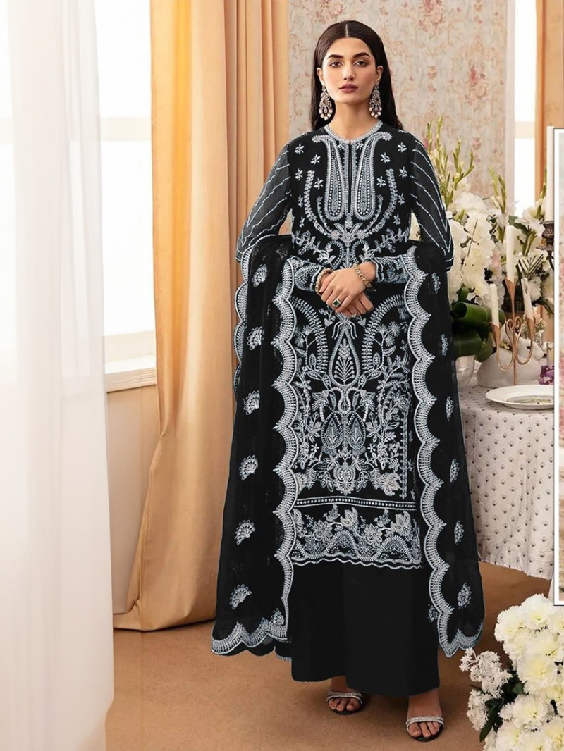 Heavy Black Faux Georgette Pakistani Plazo Suit