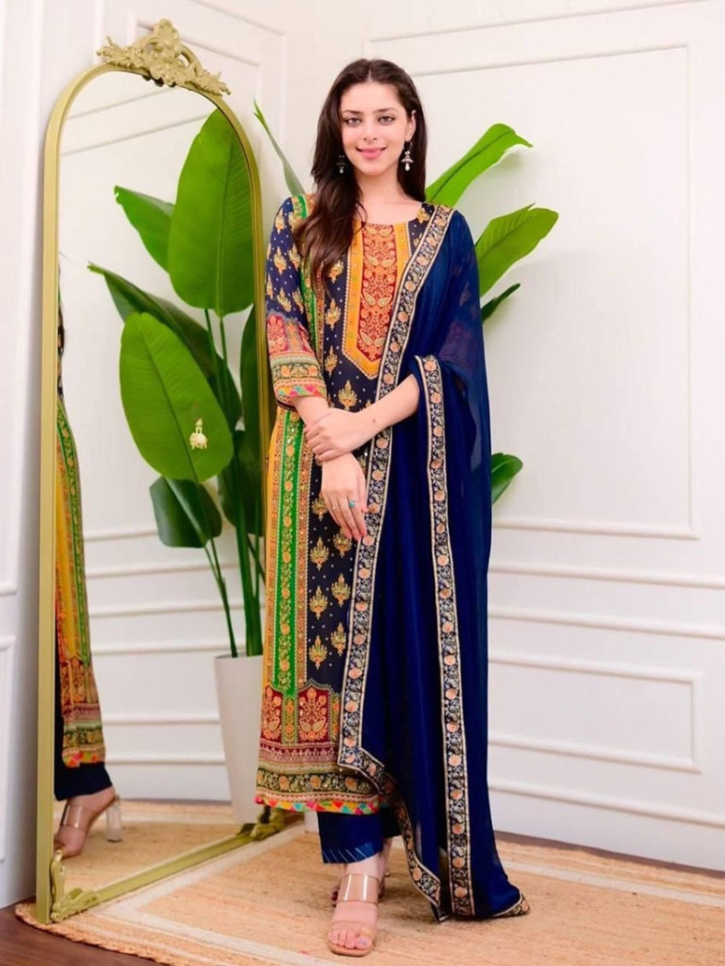 Ethnic Festive Traditional  Digital Print Straight Suit