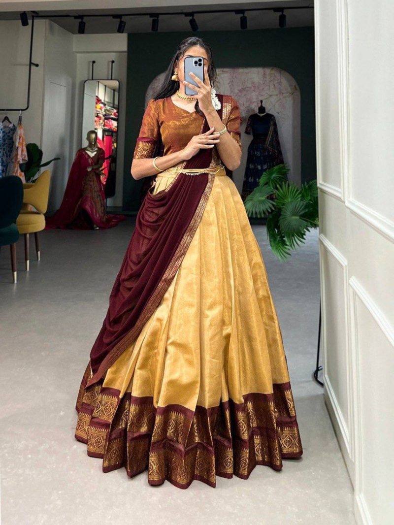 Elegant Ethnic Kanchipuram Silk Lehanga Suit