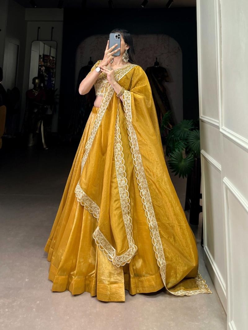 Elegant Ethnic Mustard Premium Silk Lehanga Suit