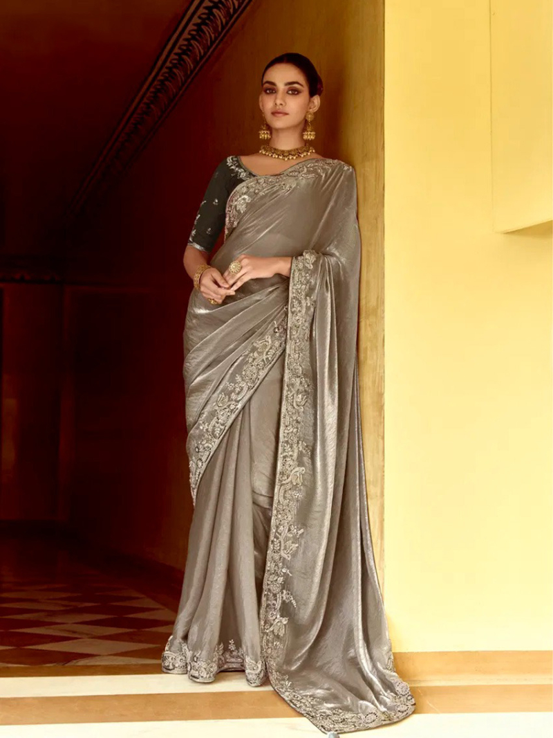 Designer Ethnic Festive  Silver Fancy  Silk Saree
