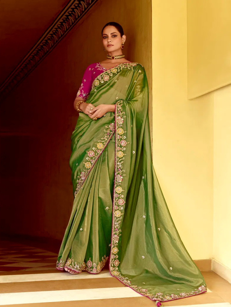 Ethnic Festive Designer Green Saree