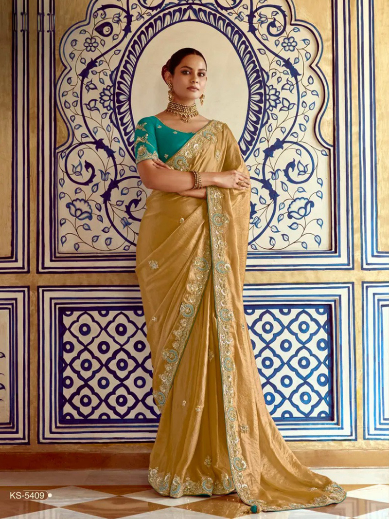 Elegant Designer Mustard Fancy Silk Saree