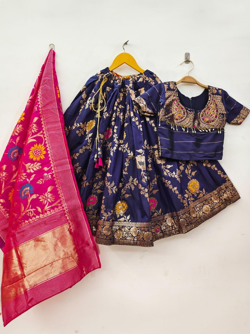 Authentic Blue Banarasi Silk Lehanga Suit