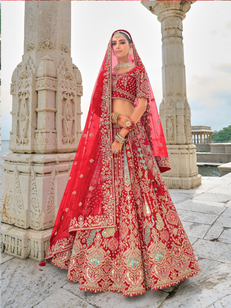 Blazing Red Bridal Lehanga Set