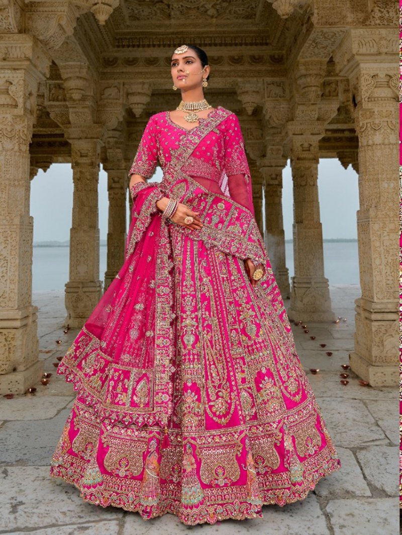 Authentic Rani Pink Bridal Lehanga Set