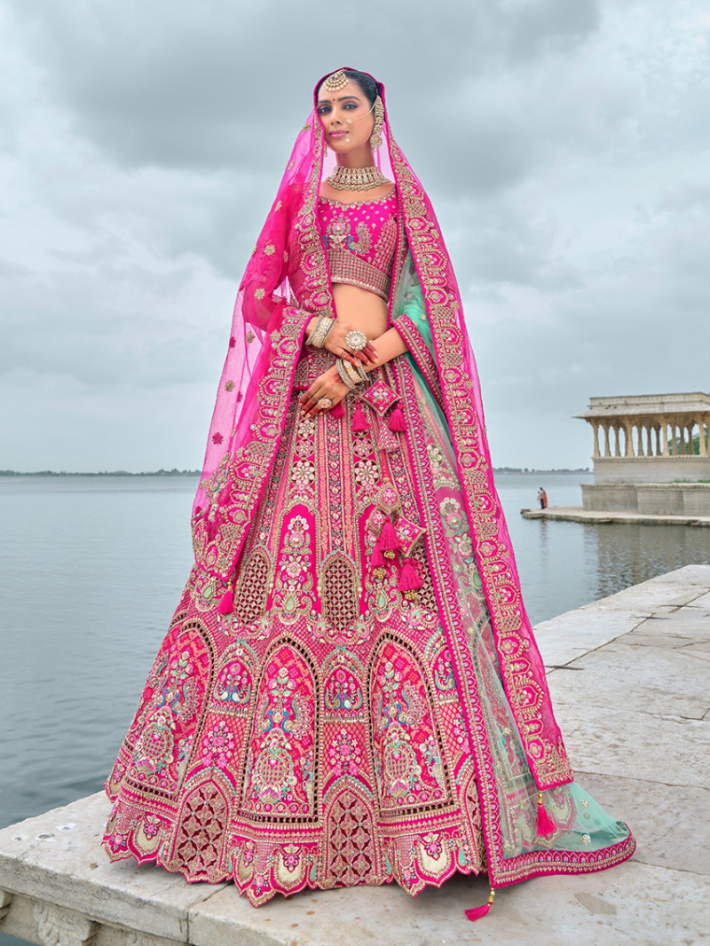 Elegant Hot Pink Bridal Lehanga Set