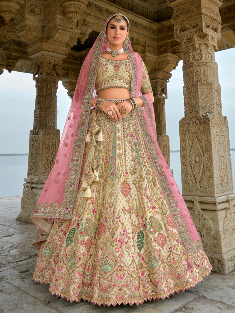 Elegant Beige Bridal Lehanga Set