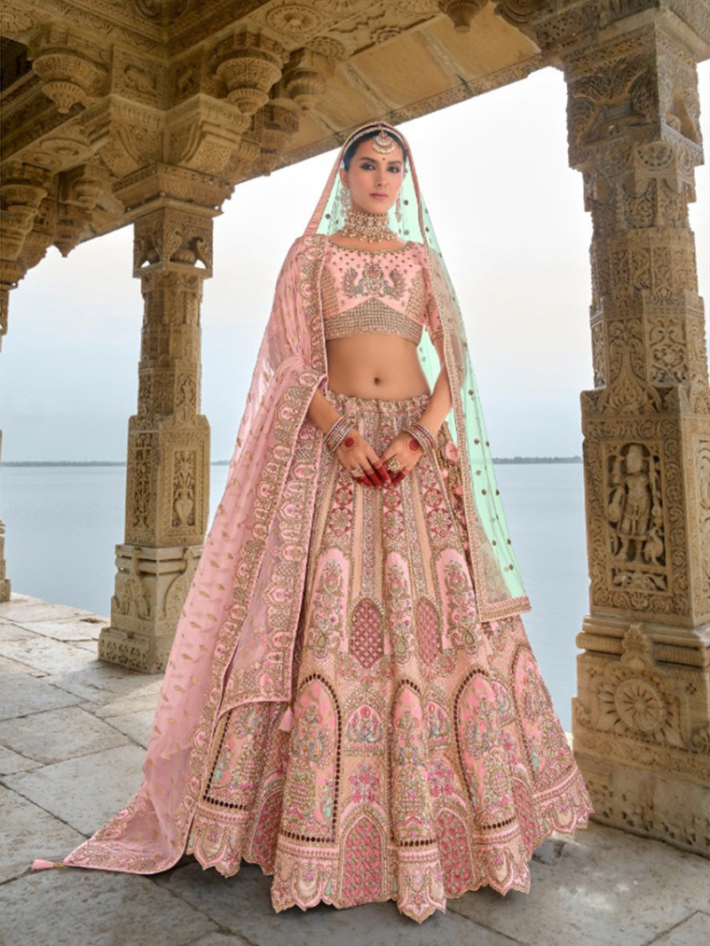 Authentic Peach Bridal Lehanga Set