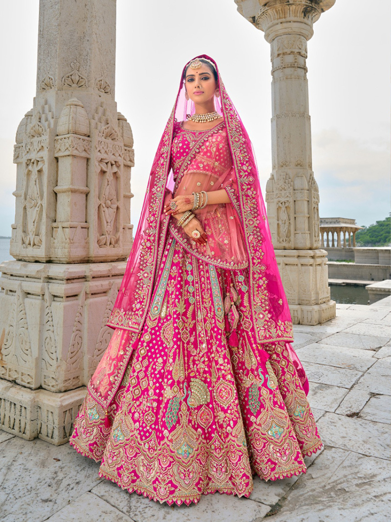 Festive Wear Pink Bridal Lehanga