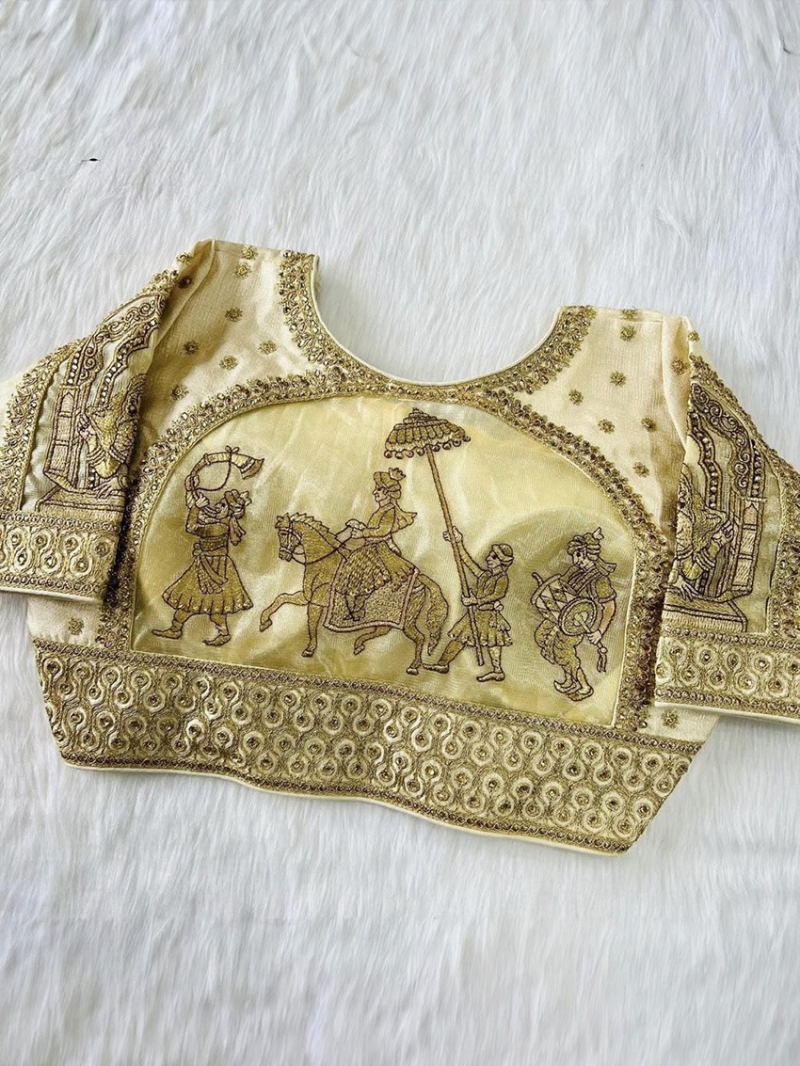 Cream Embroidery Work Blouse