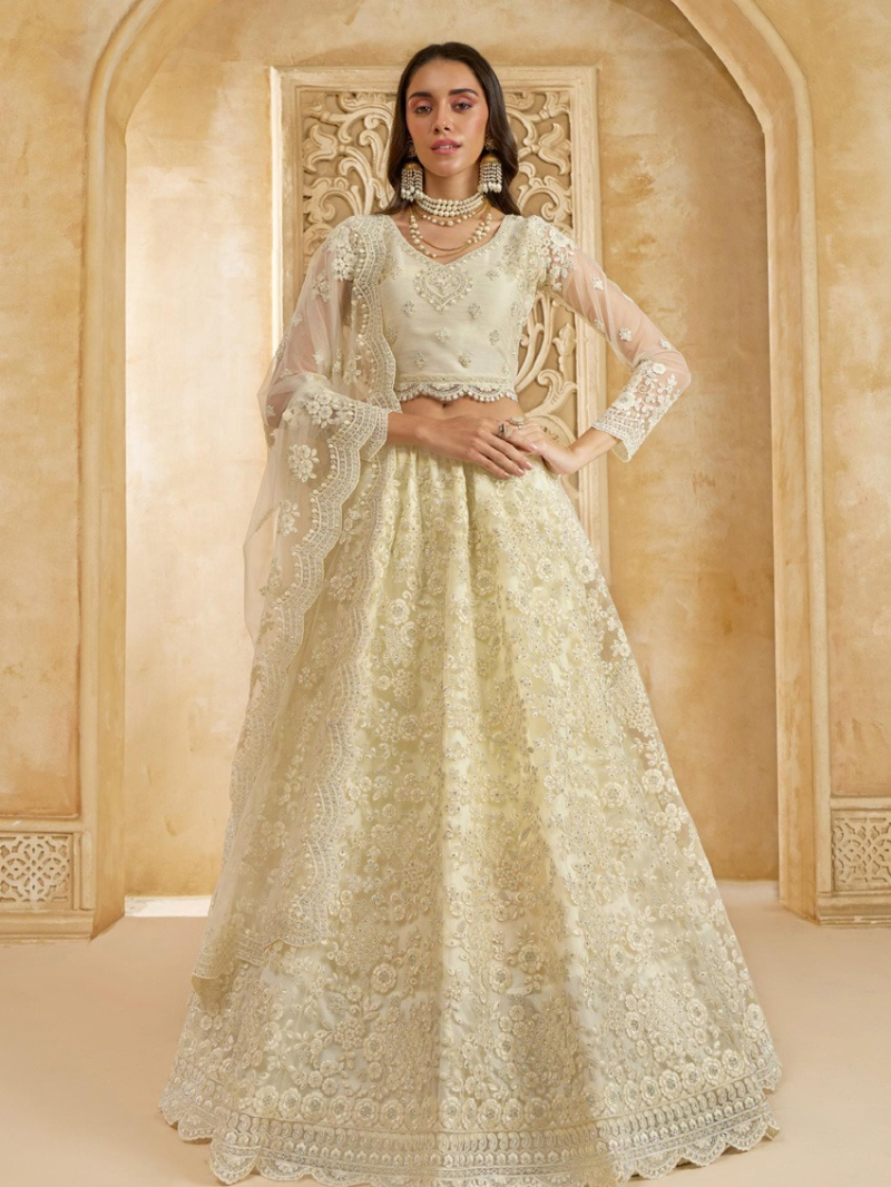 Authentic Elegant Ivory Bridal Wear Lehanga Suit