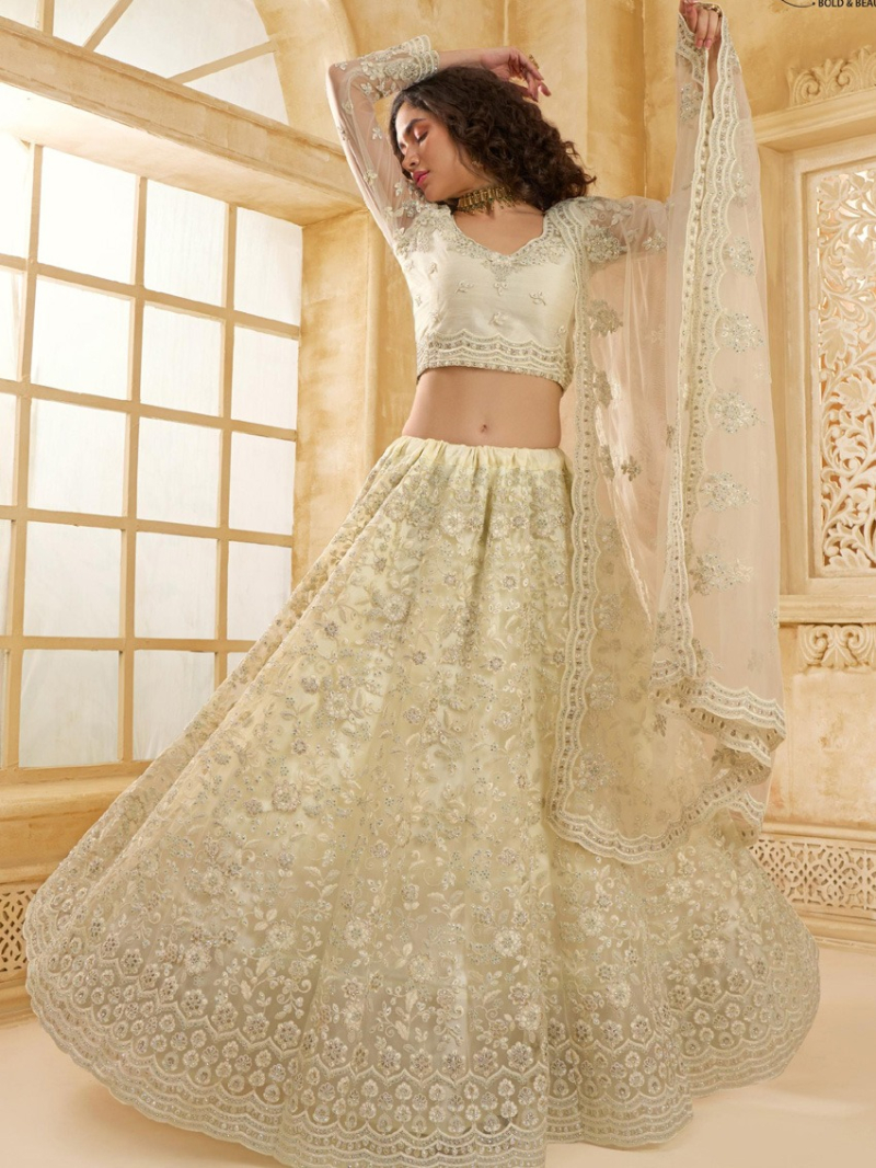 Authentic Elegant Ivory Bridal Wear Lehanga Suit