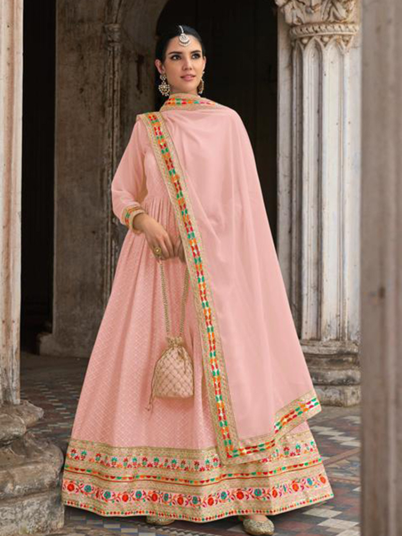 Elegant Ethnic Light Pink Georgette Anarkali Suit
