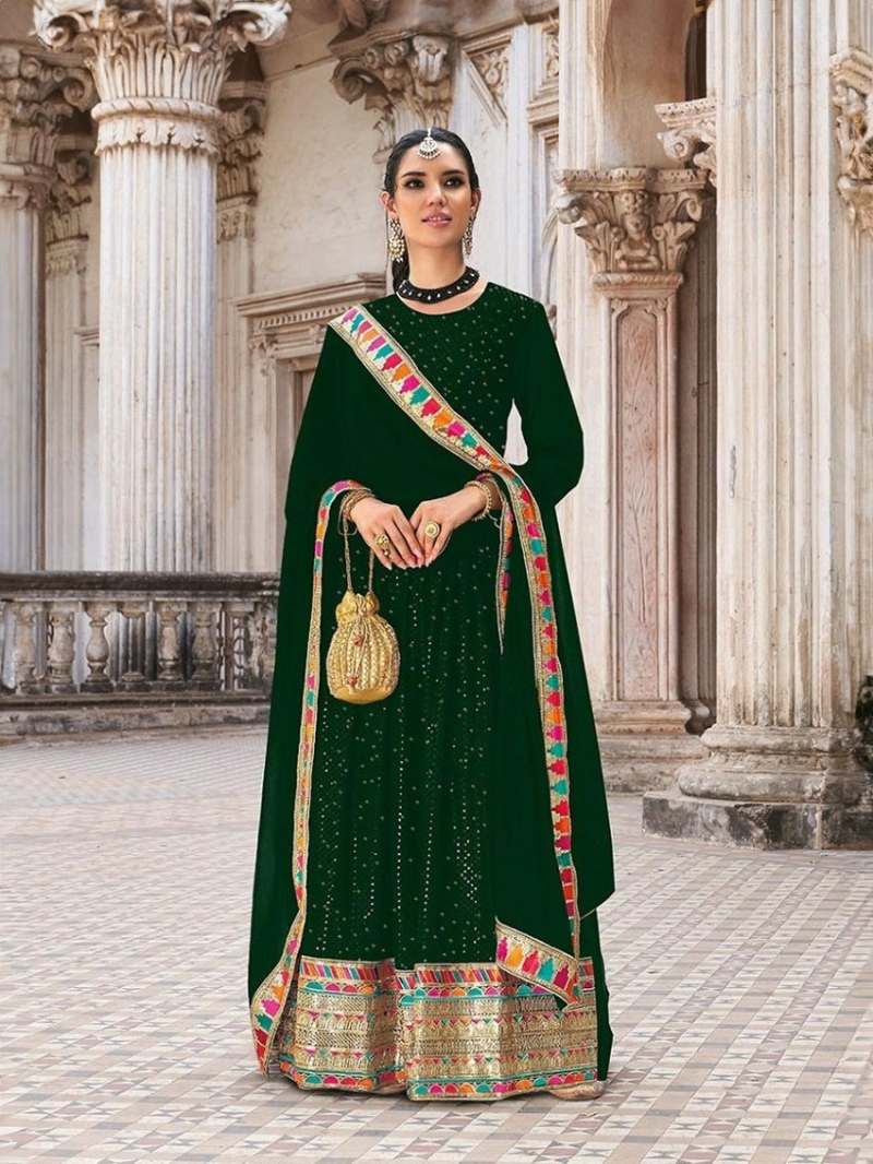 Elegant Bottle Green Georgette Anarkali Suit 
