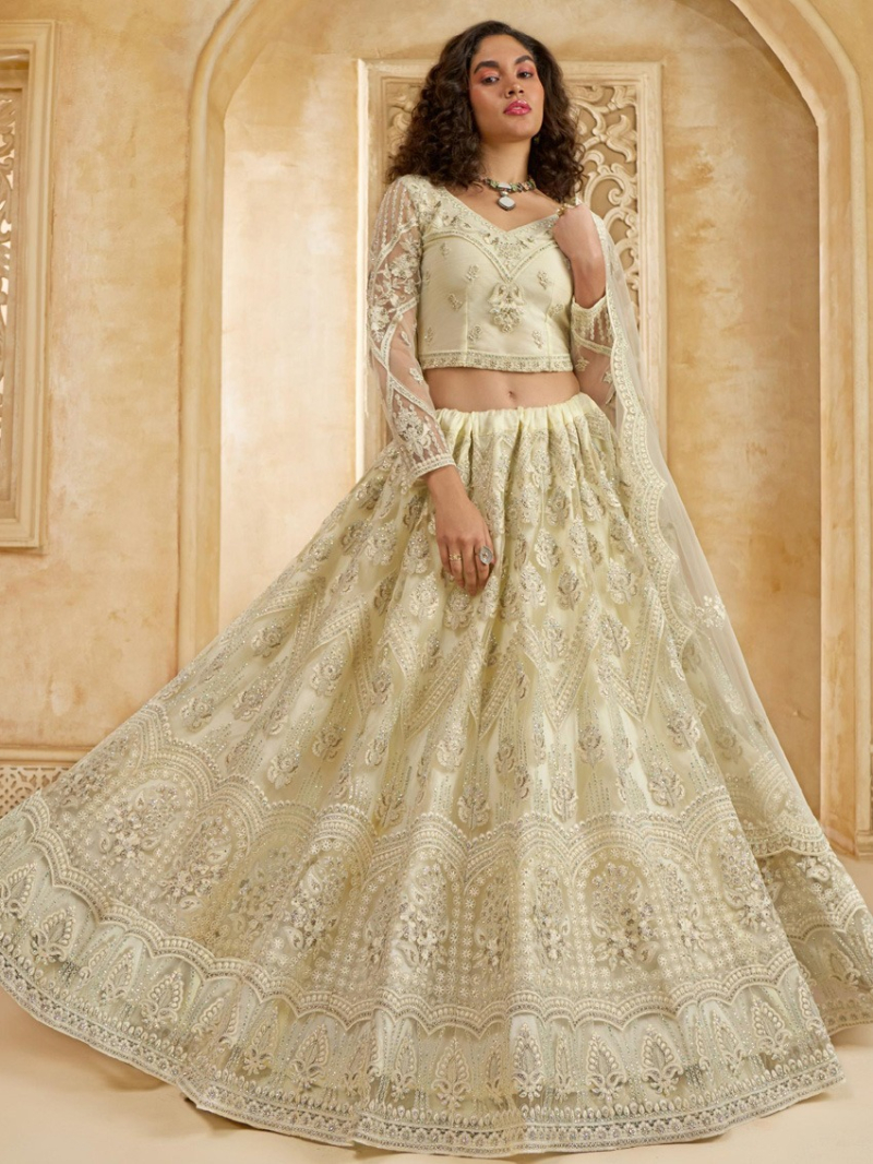 Authentic Elegant Ivory Bridal Wear Lehanga Suit
