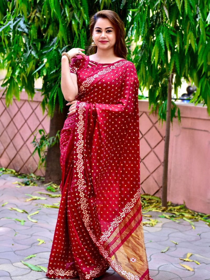 Authentic Festive Traditional Maroon Pure Silk  Saree