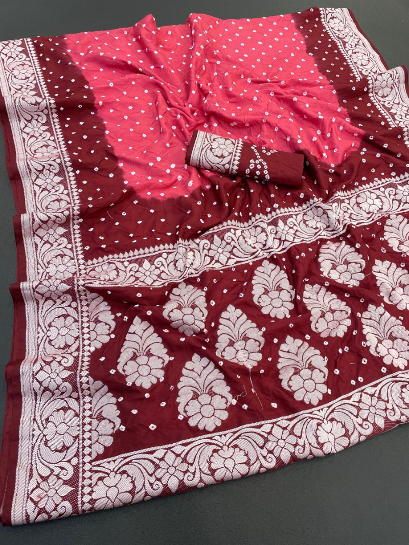 Ethnic Traditional Premium Dual-Tone Bandhej Saree