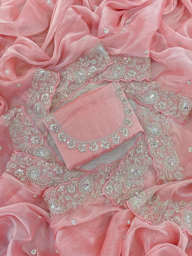 Ethnic Festive Blush Pink Shade Designer Saree