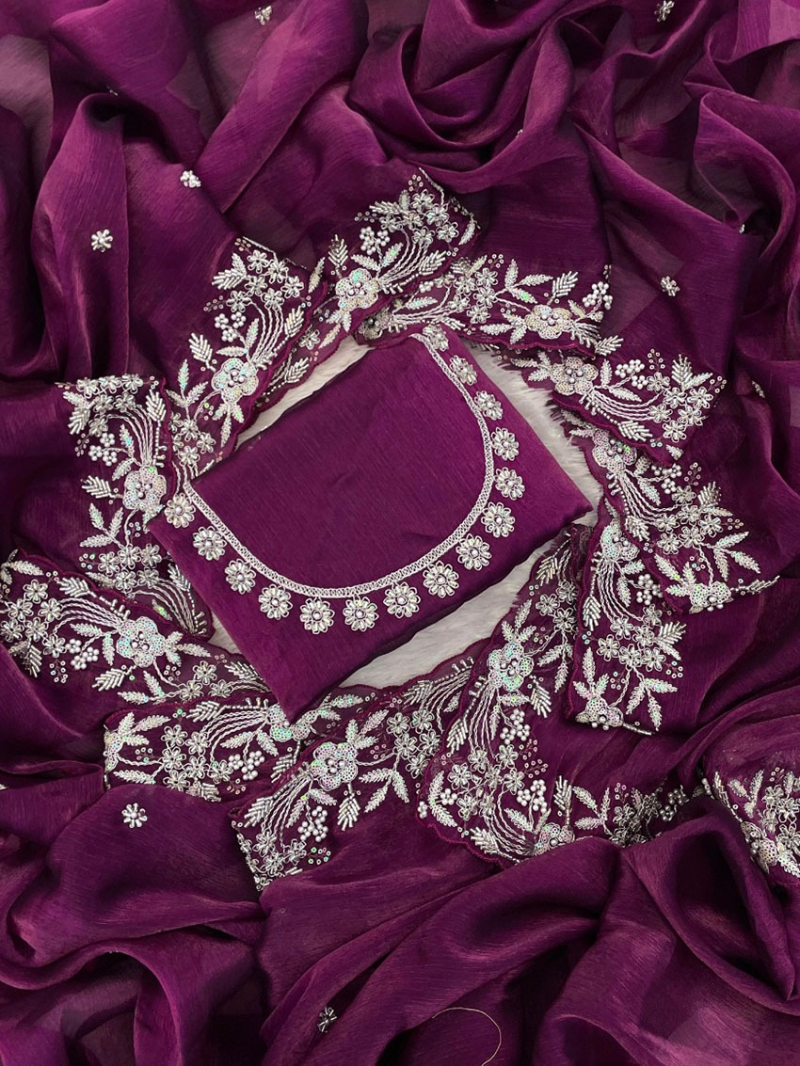 Ethnic Festive Purple Shade Designer Saree