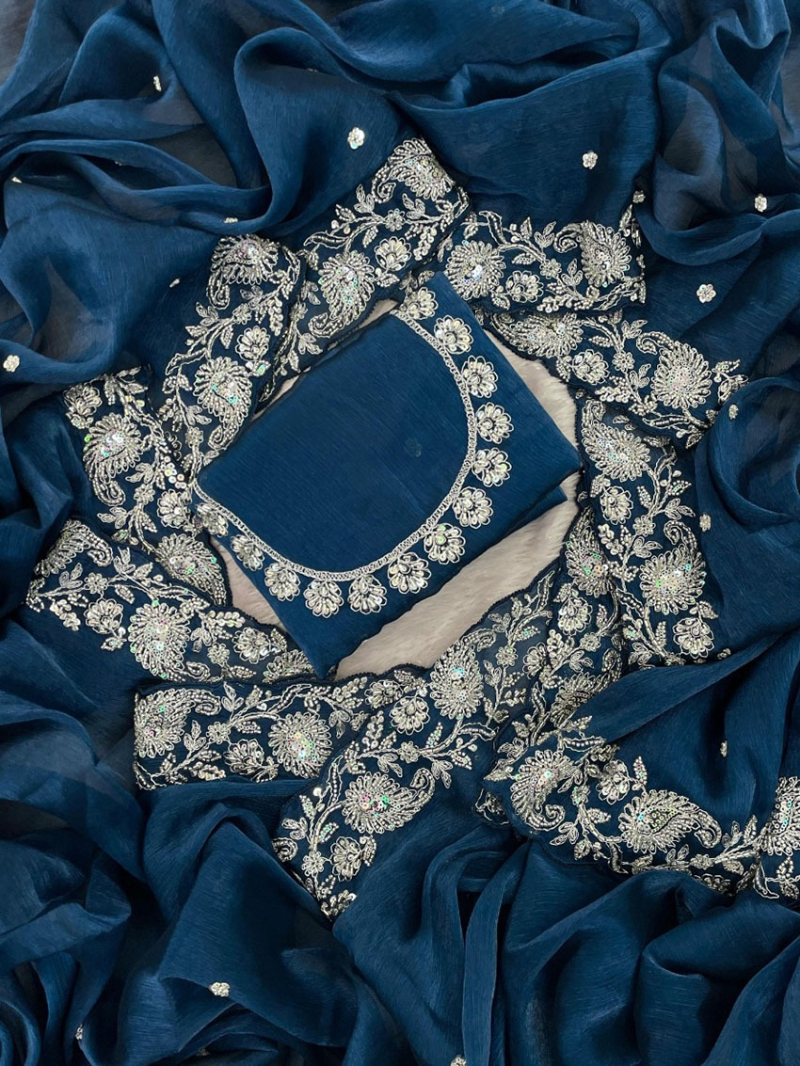 Traditional Festive Midnight Blue Designer Saree