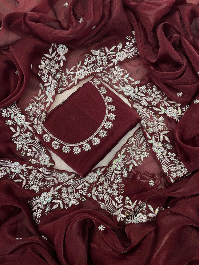 Ethnic Designer Maroon Burberry Silk Designer Saree