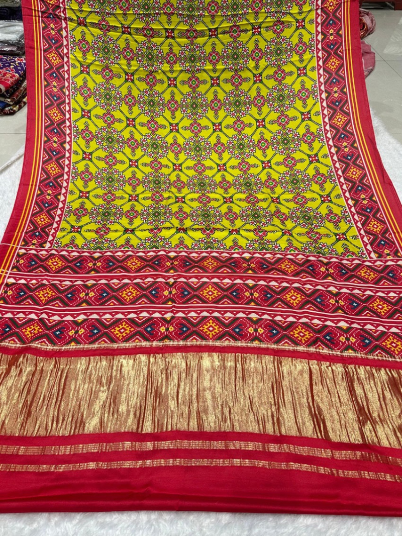 Traditional Festive Lemon Yellow Base Multicolor Pattern Gajji Silk Saree