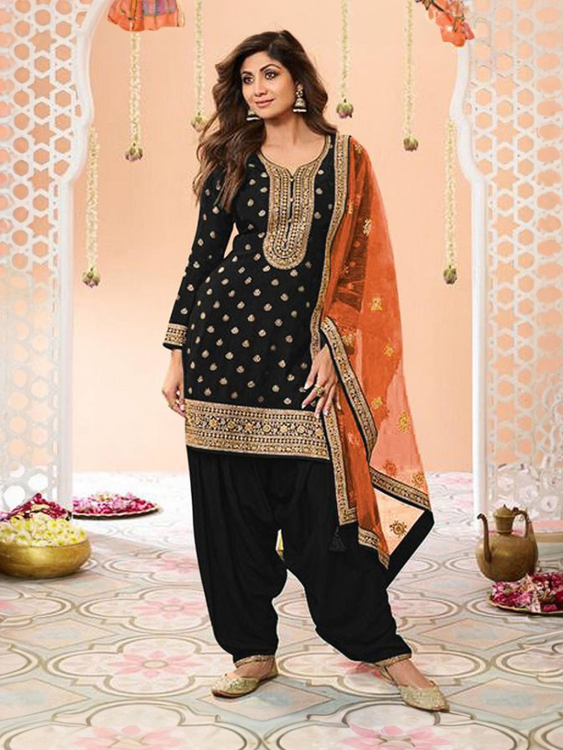 Ethnic Festive Traditional Fancy Black Patiala Suit