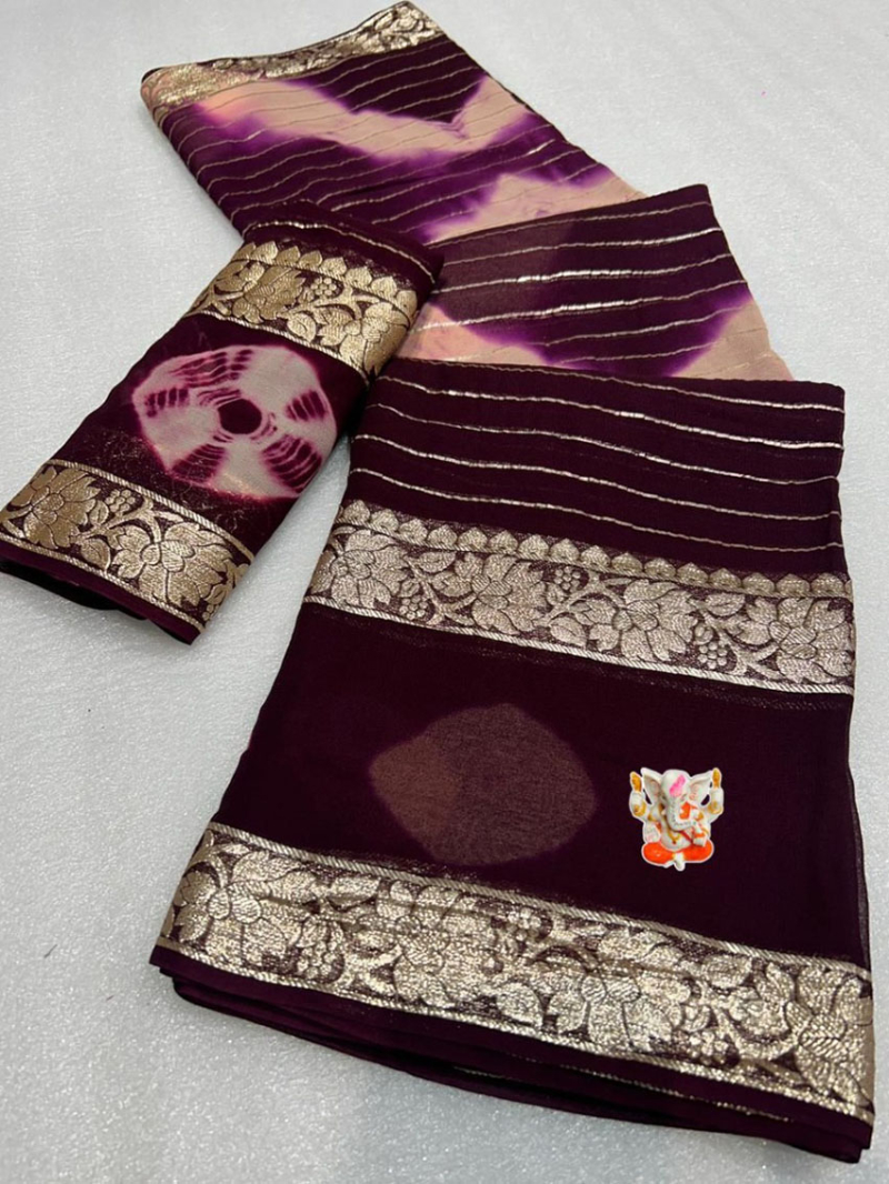 Authentic Deep Wine Batik Shibori Saree