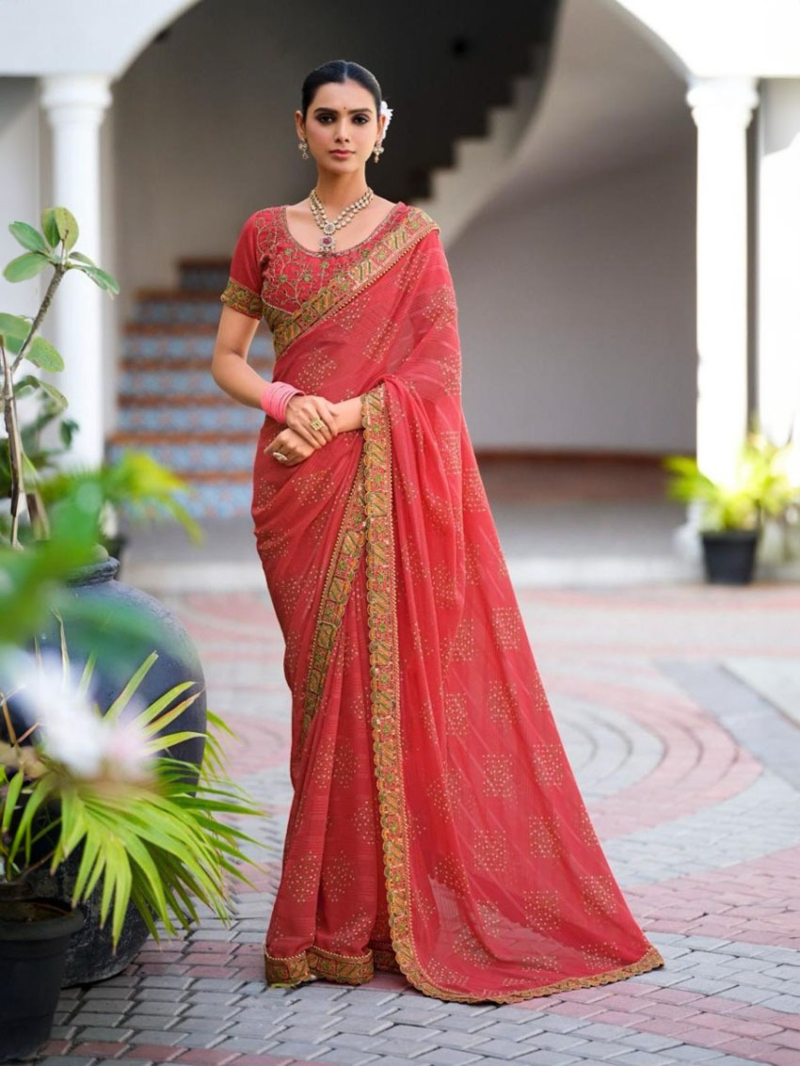 Fantastic Raspberry Soft Viscose Georgette Saree