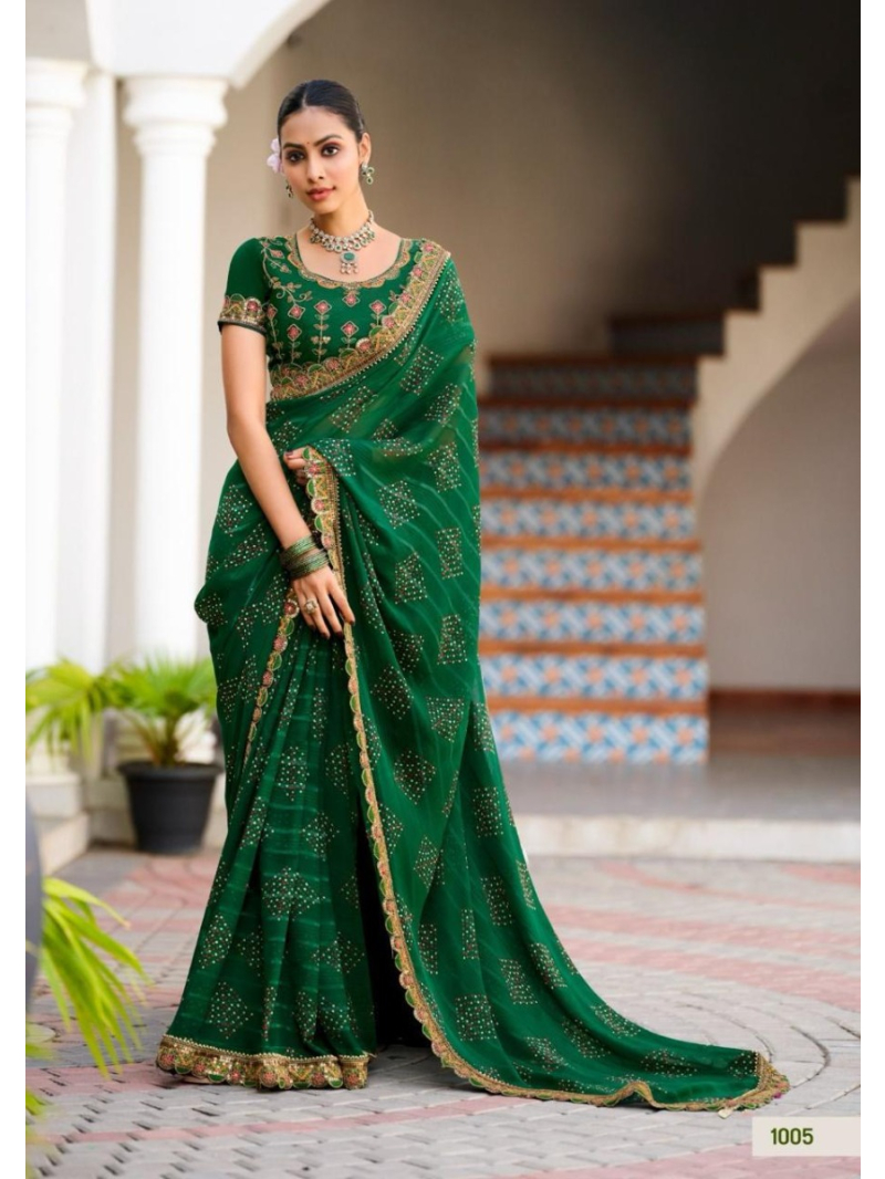 Beautiful Green Soft Viscose Georgette Saree